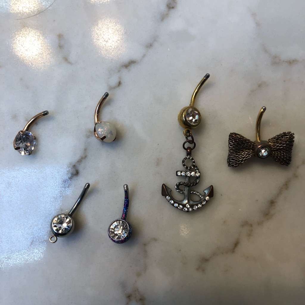 6 Gold And Silver Belly Button Rings